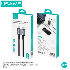 SJ752 60W Aluminum Alloy Data Cable With Colorful Light Type-C To Type