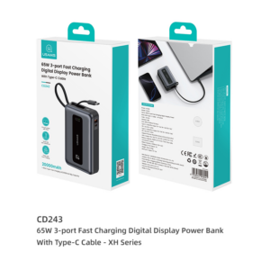 CD243 65W 3-port ACC Fast Charging Digital Display Power Bank With TC